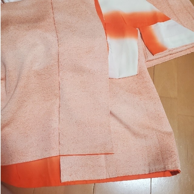 袷着物　サーモンピンク系　正絹 レディースの水着/浴衣(和装小物)の商品写真