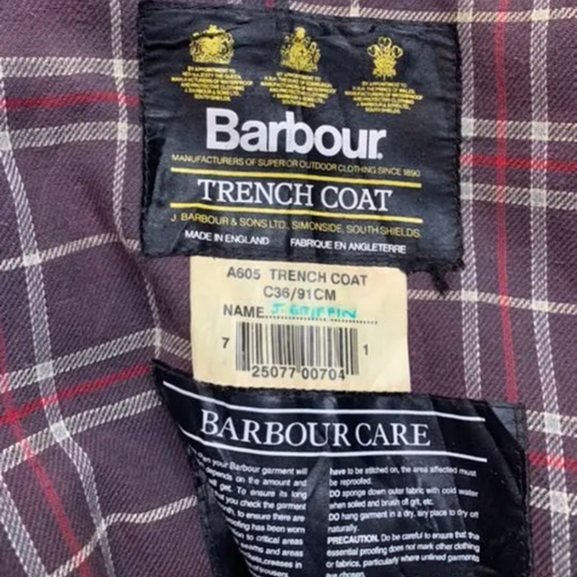 Barbour(バーブァー)の【Barbour】トレンチコート Trench Coat 3クラウン C36  メンズのジャケット/アウター(トレンチコート)の商品写真
