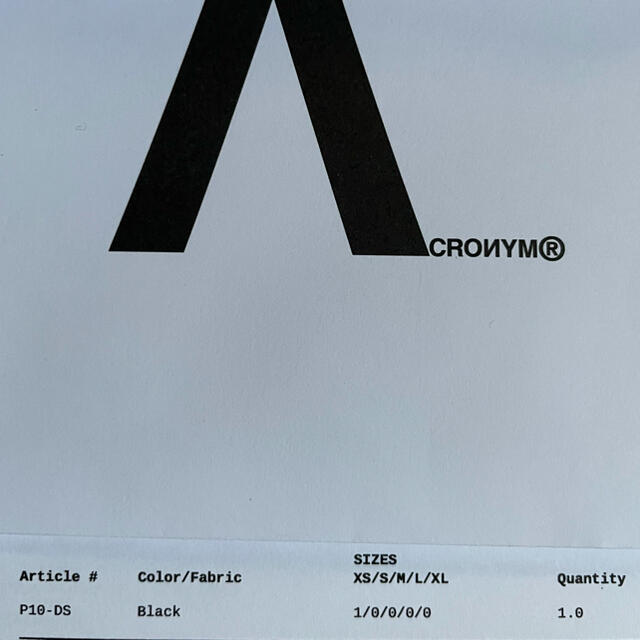 【XS】ACRONYM P10-DS 新品未使用未試着 アクロニウム 1