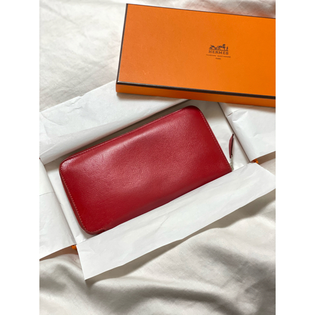 HERMES アザップロング オールレザー　赤　エルメス　長財布　財布