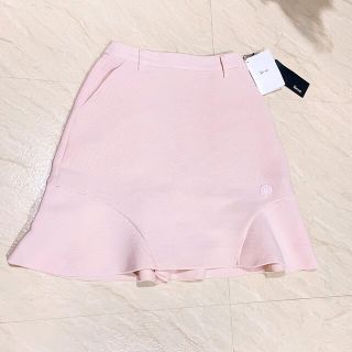 ルネ(René)の【新品】 Rene ♡ ルネ フリル スカート 34 ニット パステル ピンク(ひざ丈スカート)