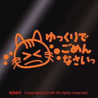 ゆっくりでごめんなさいっ　猫/ステッカー（オレンジType-3）(車外アクセサリ)