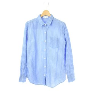 プラステ(PLST)のプラステ PLST 18SS ストライプ柄シャツ リネン混 長袖 S 青 /KN(シャツ/ブラウス(長袖/七分))