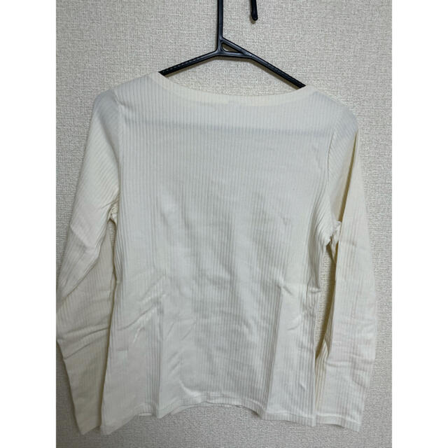 UNIQLO(ユニクロ)のリブ ボートネックT オフホワイト UNIQLO レディースのトップス(Tシャツ(長袖/七分))の商品写真