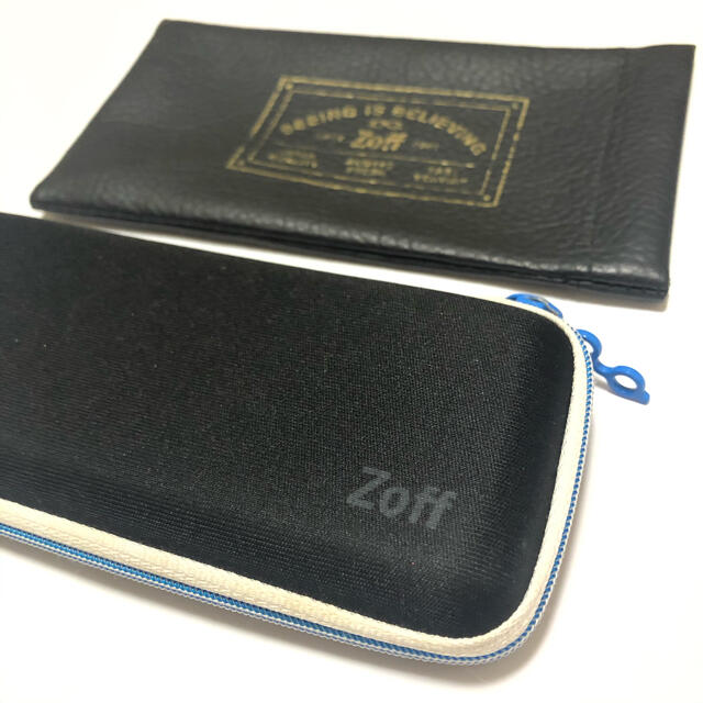 Zoff(ゾフ)のメガネケース 2個セット、zoff、ブラック ブルー 、メガネ拭き レディースのファッション小物(サングラス/メガネ)の商品写真