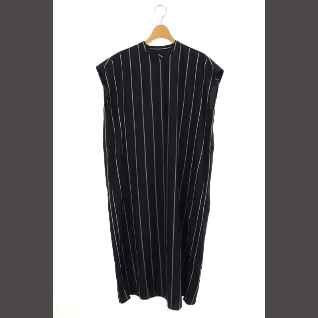 イエナ IENA 19AW ストライプロングシャツワンピース 半袖 36 紺 ネ