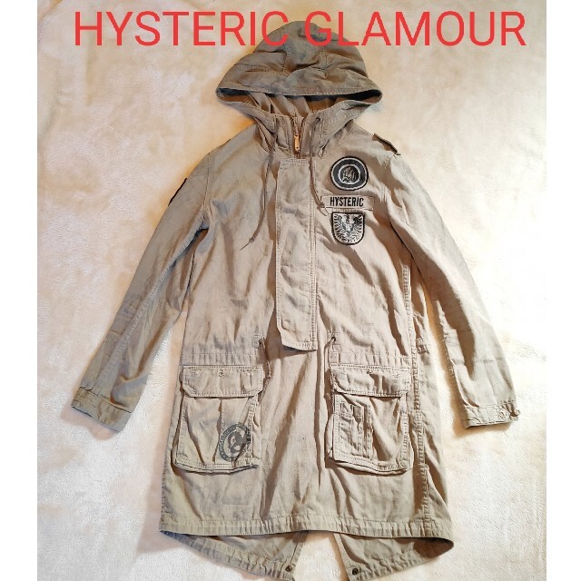 HYSTERIC GLAMOUR(ヒステリックグラマー)の希少  ヒステリックグラマー ミリタリー ワンピース モッズコート カーキ レディースのジャケット/アウター(モッズコート)の商品写真