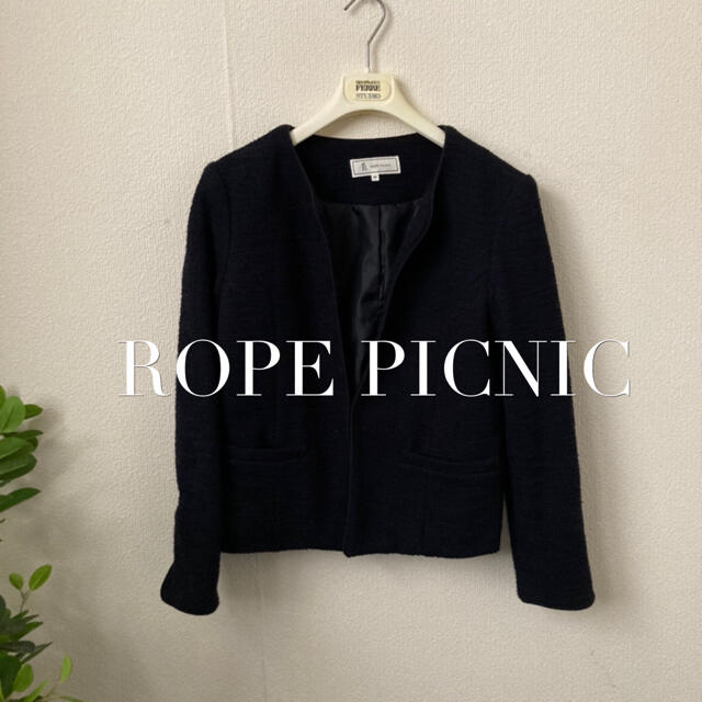 Rope' Picnic(ロペピクニック)のROPE PICNIC  ネイビー　ノーカラー　ジャケット レディースのジャケット/アウター(ノーカラージャケット)の商品写真