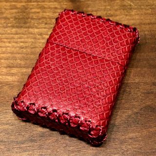 ジッポー(ZIPPO)の[本革] zippo レザーケース 革ケース  革巻き パイソン型押し(タバコグッズ)