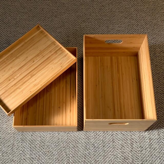 ［廃盤］無印良品　重なる竹材長方形ボックス