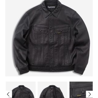 シュプリーム(Supreme)の美品　 supreme leather trucker jacket xl 黒(レザージャケット)