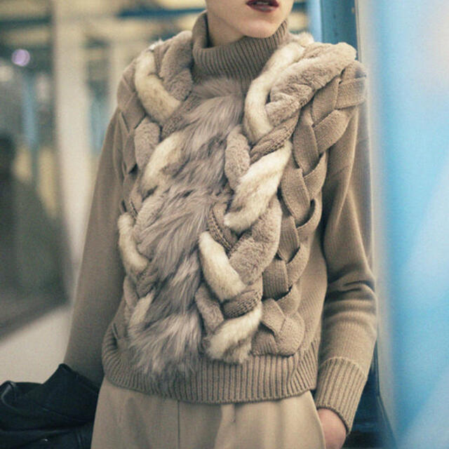 Ameri VINTAGE  FUR BRAID CABLE KNIT