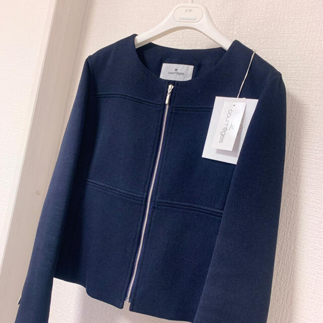 Courreges(クレージュ)のクレージュ❤️新品❤️ストレッチジップジャケット／濃紺38 レディースのジャケット/アウター(ノーカラージャケット)の商品写真