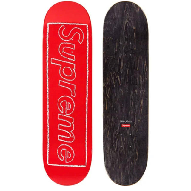 Supreme KAWS Chalk Logo Skateboard Red