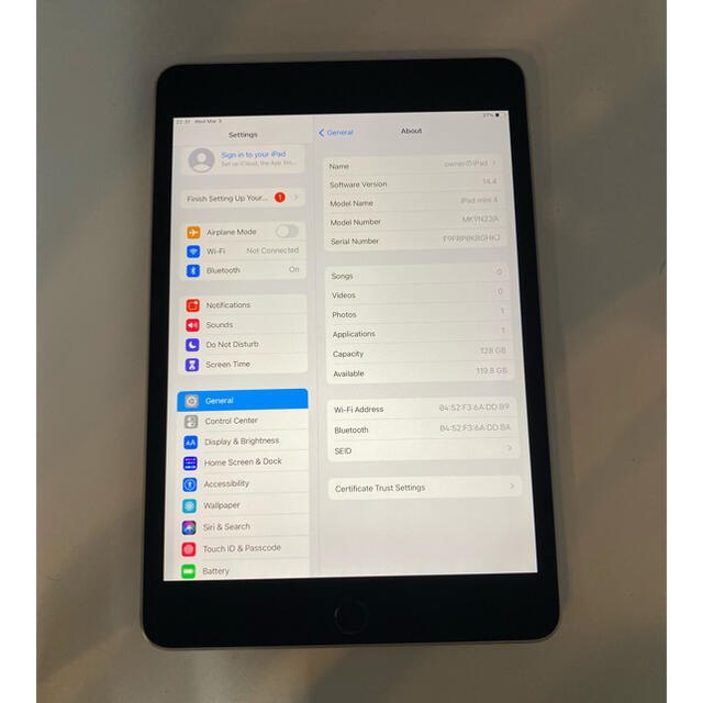 Wifi版 ipad mini 4 スペックグレー128GB - タブレット