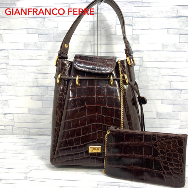Gianfranco FERRE(ジャンフランコフェレ)のジャンフランコフェレ　クロコ  型押し　ハンドバッグ  2way レディースのバッグ(ハンドバッグ)の商品写真