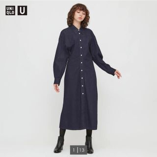 ユニクロ(UNIQLO)のUNIQLO デニムロングシャツワンピース(ロングワンピース/マキシワンピース)