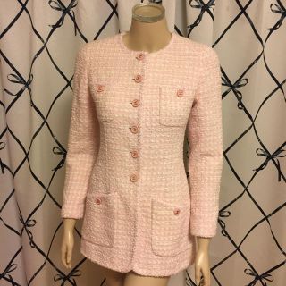 CHANEL - CHANEL 千鳥柄 ツイード ノーカラー ロングジャケット ベビー