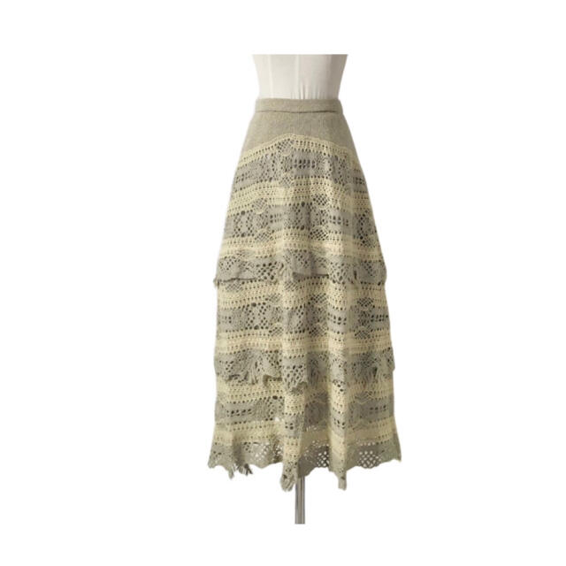 《ご成約》日本製デザイナーズニットブランド ティアードフリルフレアスカート レディースのスカート(ロングスカート)の商品写真