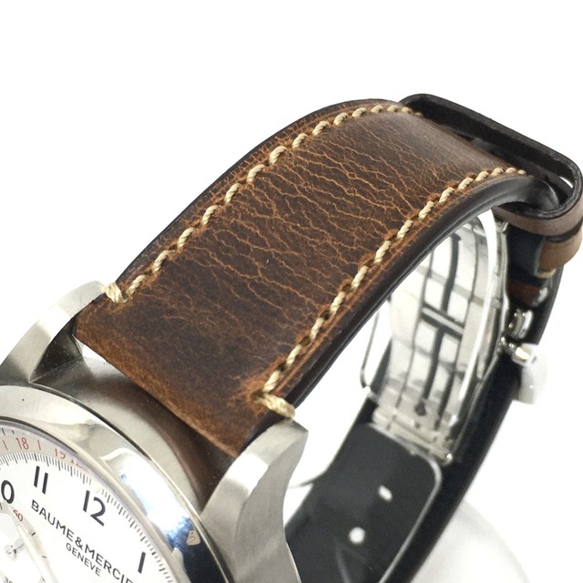 BAUME&MERCIER(ボームエメルシエ)のボーム＆メルシエ Baume & Mercier ケープランド MOA10000 裏スケ クロノグラフ 自動巻き 腕時計 SS シルバー シルバー×ブラウン メンズの時計(腕時計(アナログ))の商品写真