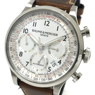 ボームエメルシエ(BAUME&MERCIER)のボーム＆メルシエ Baume & Mercier ケープランド MOA10000 裏スケ クロノグラフ 自動巻き 腕時計 SS シルバー シルバー×ブラウン(腕時計(アナログ))