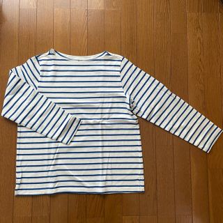 ユニクロ(UNIQLO)のユニクロ UNIQLO ボーダー カットソー 長袖 XL ブルー 白(カットソー(長袖/七分))