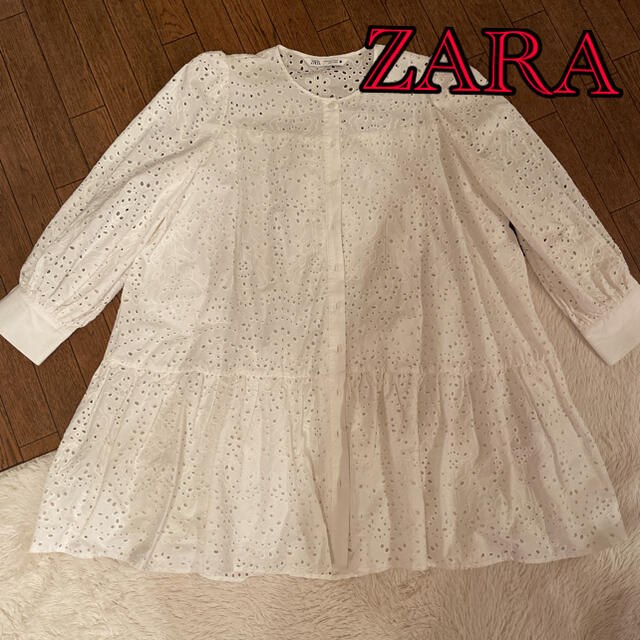 ZARA(ザラ)のZARA❤レースシャツワンピース レディースのワンピース(ひざ丈ワンピース)の商品写真