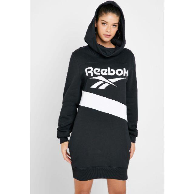 Reebok(リーボック)の【完売品】Reebok クラシックス 　ロングパーカー　ブラック　L レディースのワンピース(ロングワンピース/マキシワンピース)の商品写真