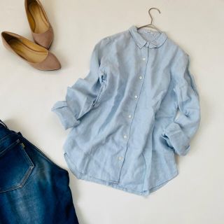 IENA - イエナ リネンシャツ 麻 ブルー 長袖 春服 夏服 ライトブルーの ...