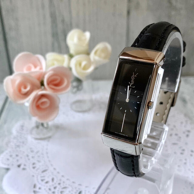 【電池交換済み】Yves Saint Laurent 腕時計 ブラック バングルそが