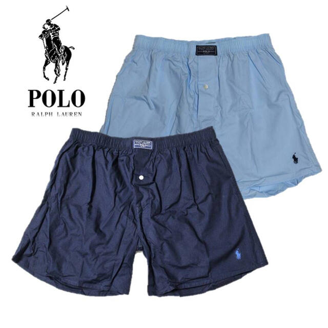 POLO RALPH LAUREN(ポロラルフローレン)の 《ポロ ラルフローレン》新品 トランクス2枚 紺 サックス M(W76~84) メンズのアンダーウェア(トランクス)の商品写真