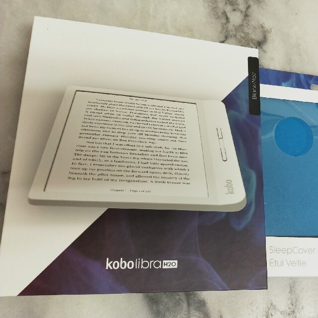 kobo libra H2Oブラック スリープカバーセット(アクア)PC/タブレット