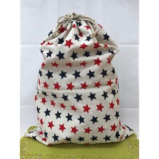 ハンドメイド 手作り 特大 巾着袋 体操着袋 通園 通学用☆星柄/ベージュ☆(その他)