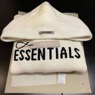 フィアオブゴッド(FEAR OF GOD)のessentials FOG 新作ニットロゴフーディー オフホワイト Lサイズ(パーカー)