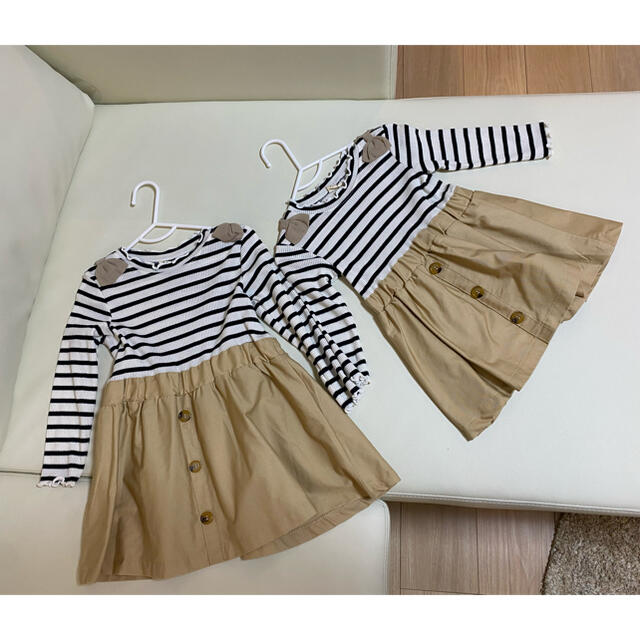 値下げ　ワンピース80・100 春服　リブ　ベージュ キッズ/ベビー/マタニティのキッズ服女の子用(90cm~)(ワンピース)の商品写真