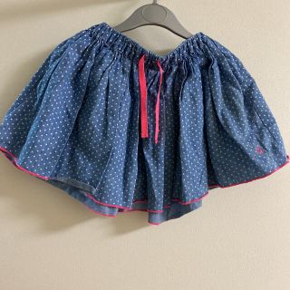 プチバトー(PETIT BATEAU)の90.100☺︎プチバトードット柄デニム風スカート　ファミリア、ラルフ好きに(スカート)