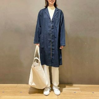 ムジルシリョウヒン(MUJI (無印良品))の■新品■ 無印良品インド綿デニムコート男女兼用／Ｓ～Ｍ／インディゴブルー (ステンカラーコート)