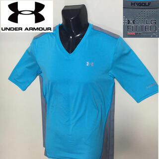 アンダーアーマー(UNDER ARMOUR)のアンダーアーマー  ゴルフ ヒートギア シャツ ブルー  Lサイズ(ウエア)