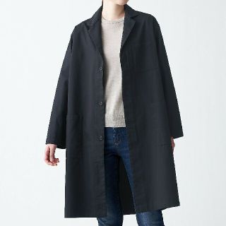 ムジルシリョウヒン(MUJI (無印良品))の★新品★ 無印良品 インド綿デニムコート 男女兼用／Ｌ～XL／黒 (ステンカラーコート)