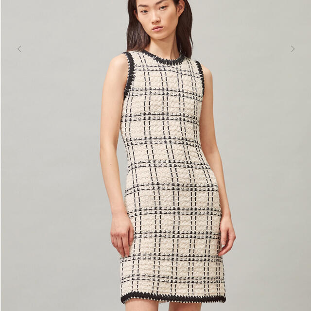 激安大特価!】 Tory Burch - 新品トリーバーチ ツイードワンピース 白 長期在庫品 新品 トリーバーチ ワンピース ひざ丈ワンピース