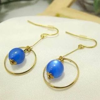 【新品】クリアストーンピアス アクセサリー ブルー ゆらゆら揺れるクリアが可愛い(ピアス)