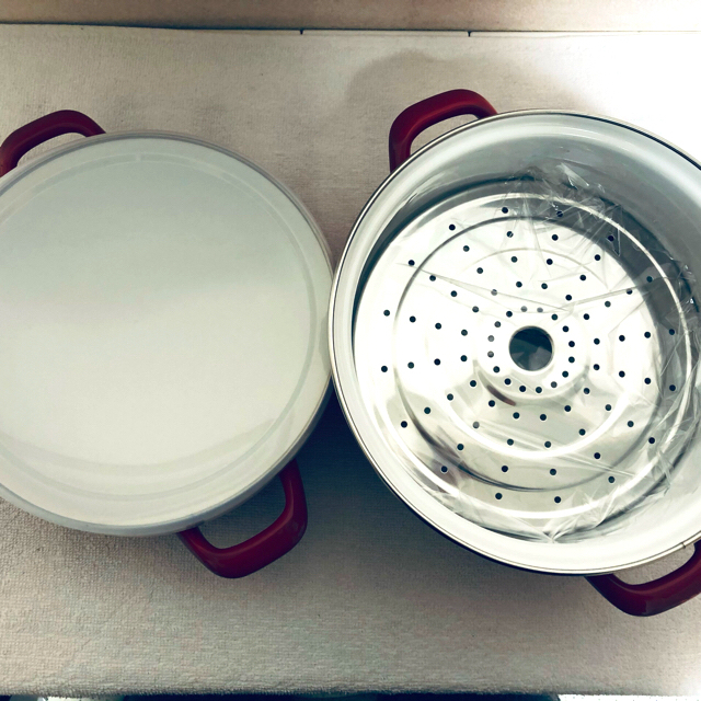 シルバー金具 DEAN & DELUCA キャセロールL レッド(18cm) - 調理器具