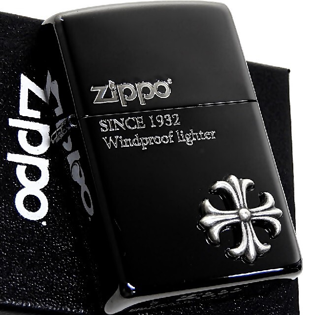 ZIPPO(ジッポー)の(送料込み)ZIPPO◇クロスメタル◇彫り/銀◇ブラック◇新品◇ジッポ メンズのファッション小物(タバコグッズ)の商品写真