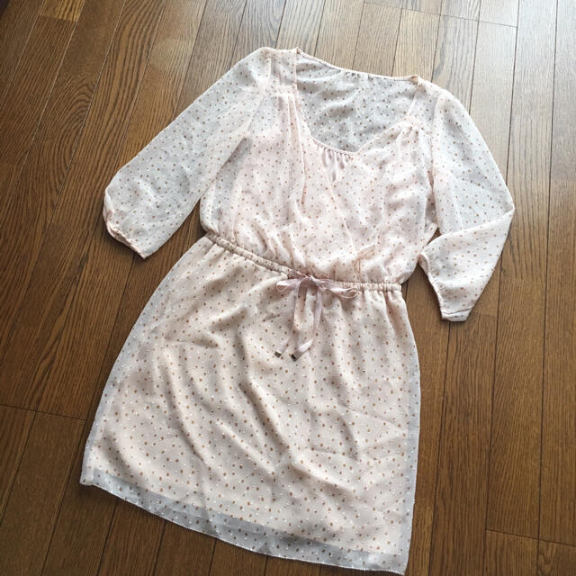 PROPORTION BODY DRESSING(プロポーションボディドレッシング)の美品☆プロポーション 水玉 シフォン ドットワンピース レディースのワンピース(ひざ丈ワンピース)の商品写真