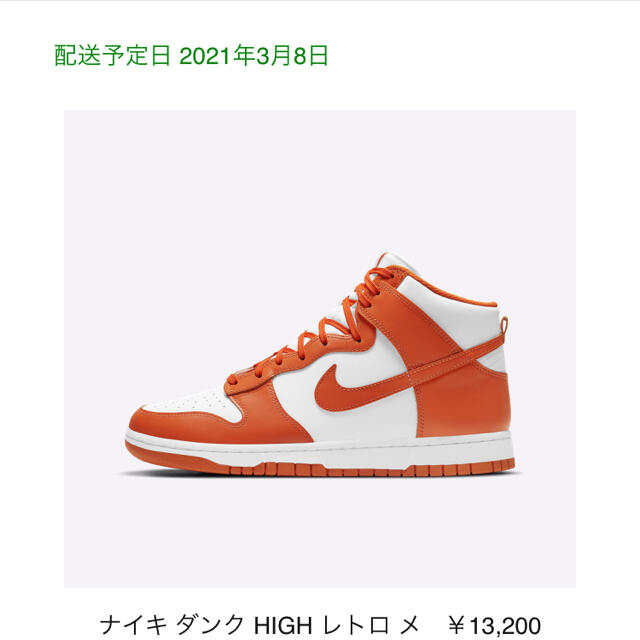 メンズdunk hi Syracuse 27cm