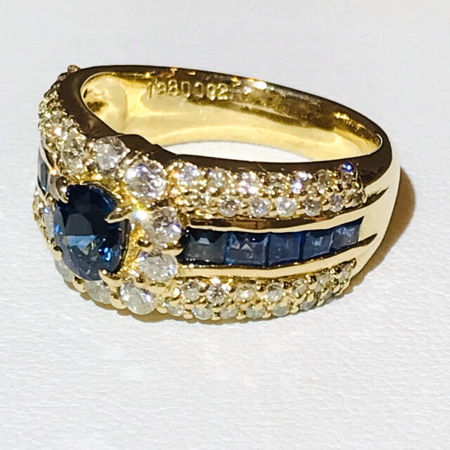 値頃 ☆K18 サファイア1.88ct&ダイヤリング 12.5号☆ リング(指輪)