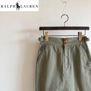 ラルフローレン(Ralph Lauren)のヴィンテージ ラルフローレン カントリー チノ スカート カーキ 台形 タイト(ミニスカート)