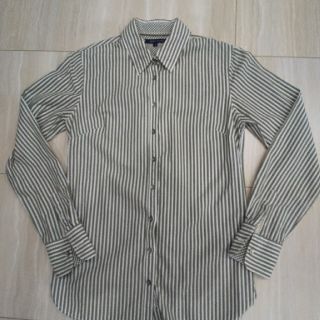 トミーヒルフィガー(TOMMY HILFIGER)の値下トミーヒルフィガー★オリーブストライプ長袖シャツM(シャツ/ブラウス(長袖/七分))