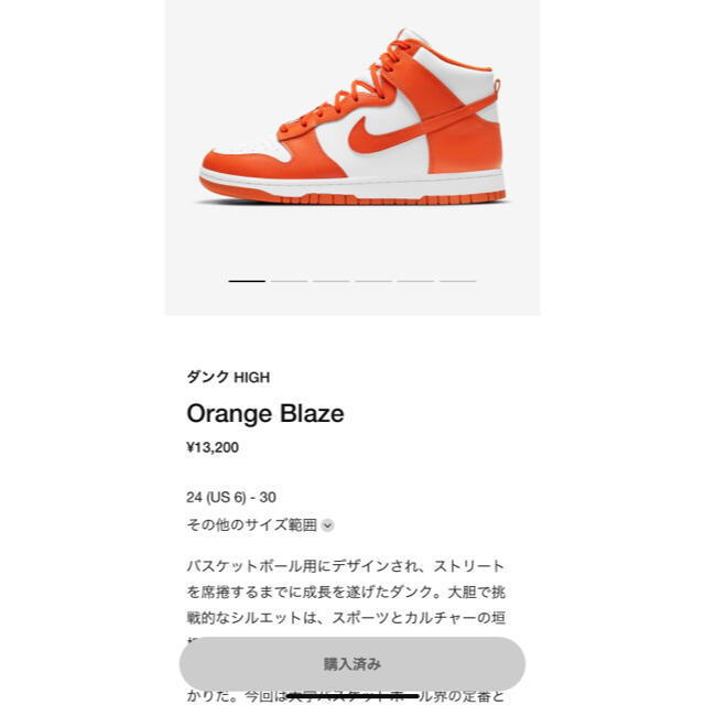 NIKE(ナイキ)のDUNK HIGH "ORANGE BLAZE" メンズの靴/シューズ(スニーカー)の商品写真