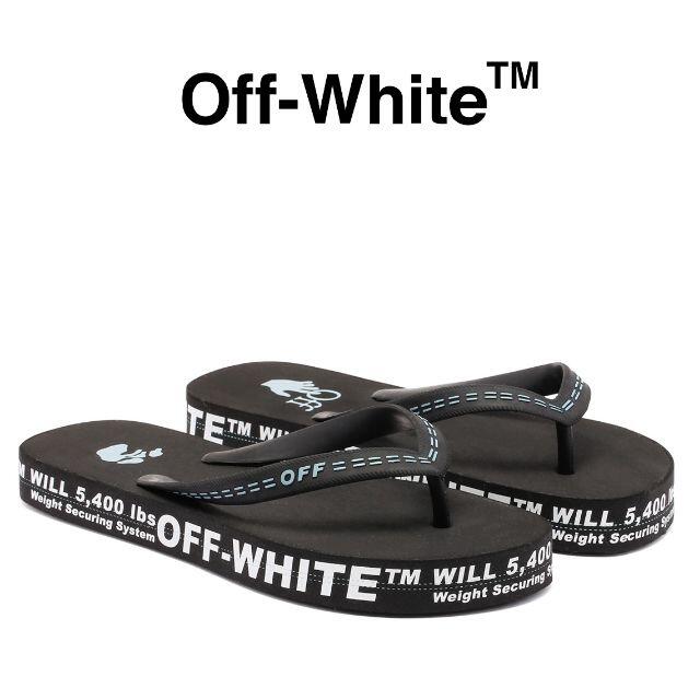 6 OFF-WHITE ブラック ロゴ ビーチサンダル size 43 激安特価 www